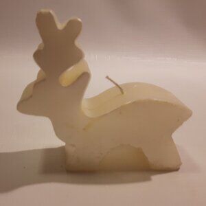 Ivory Reindeer Shape Candle Christmas Holiday NEW Reindeer